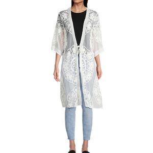 World Market Jess White Crocheted Lace Medallion Coverup🍀🍀